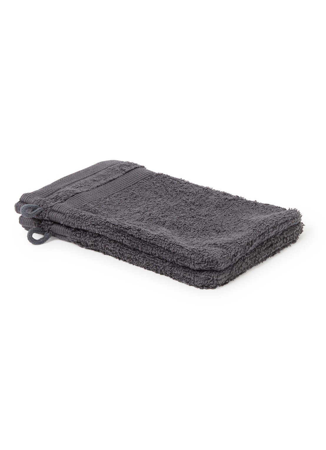 de Bijenkorf Home  Softness washand - 600 gr/m2 - 16 x 21 cm set van 2 - voorkant 3 antraciet