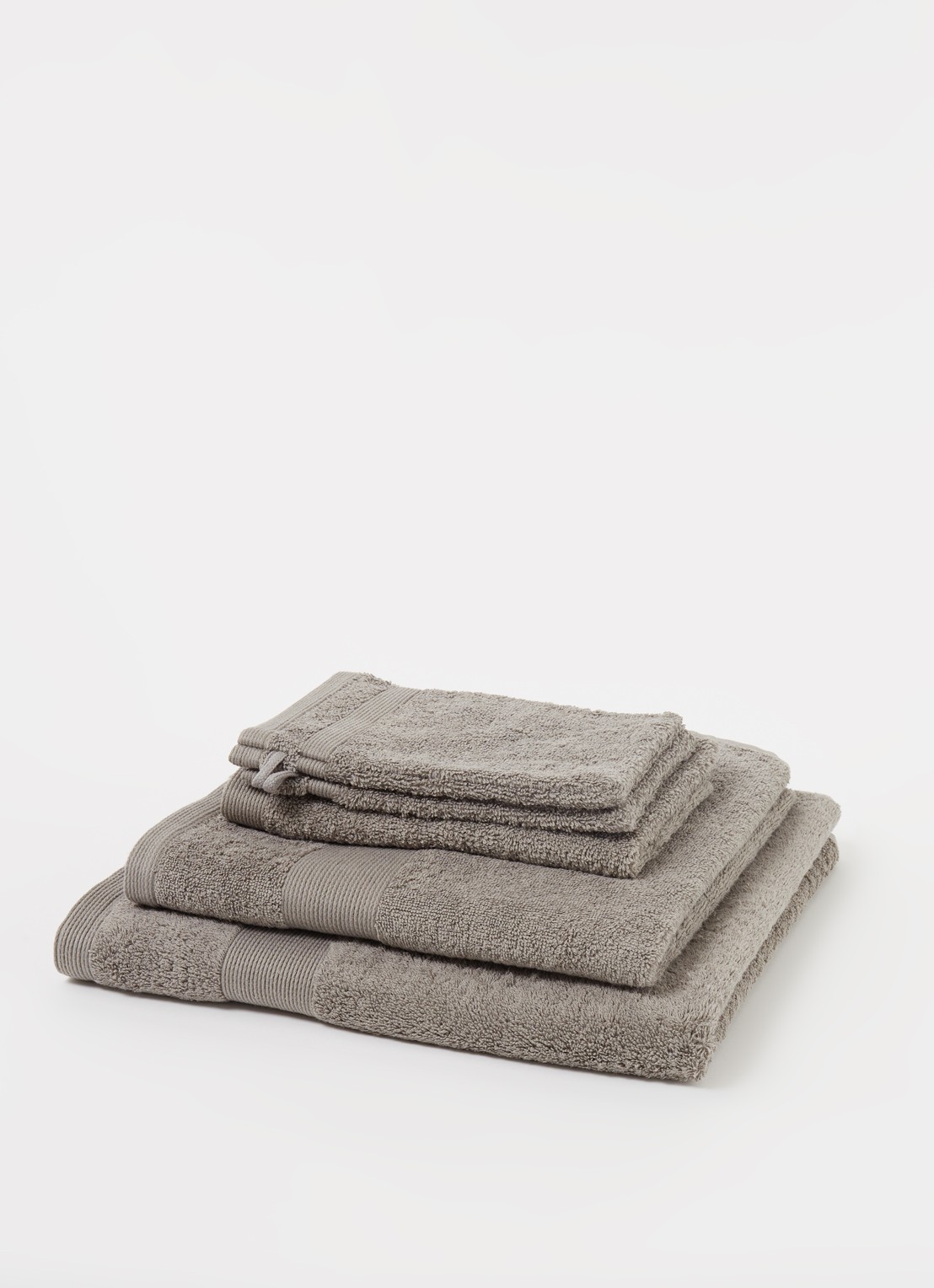 de Bijenkorf Home  Softness washand - 600 gr/m2 - 16 x 21 cm set van 2 - voorkant 3 grijs