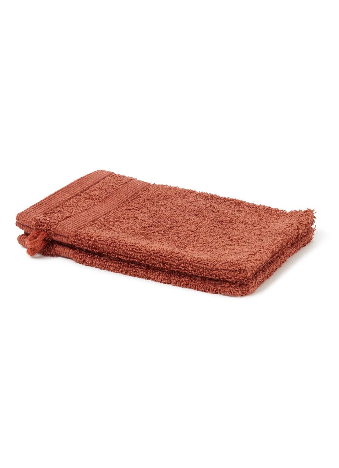 de Bijenkorf Home  Softness washand - 600 gr/m2 - 16 x 21 cm set van 2 - voorkant kastanjebruin