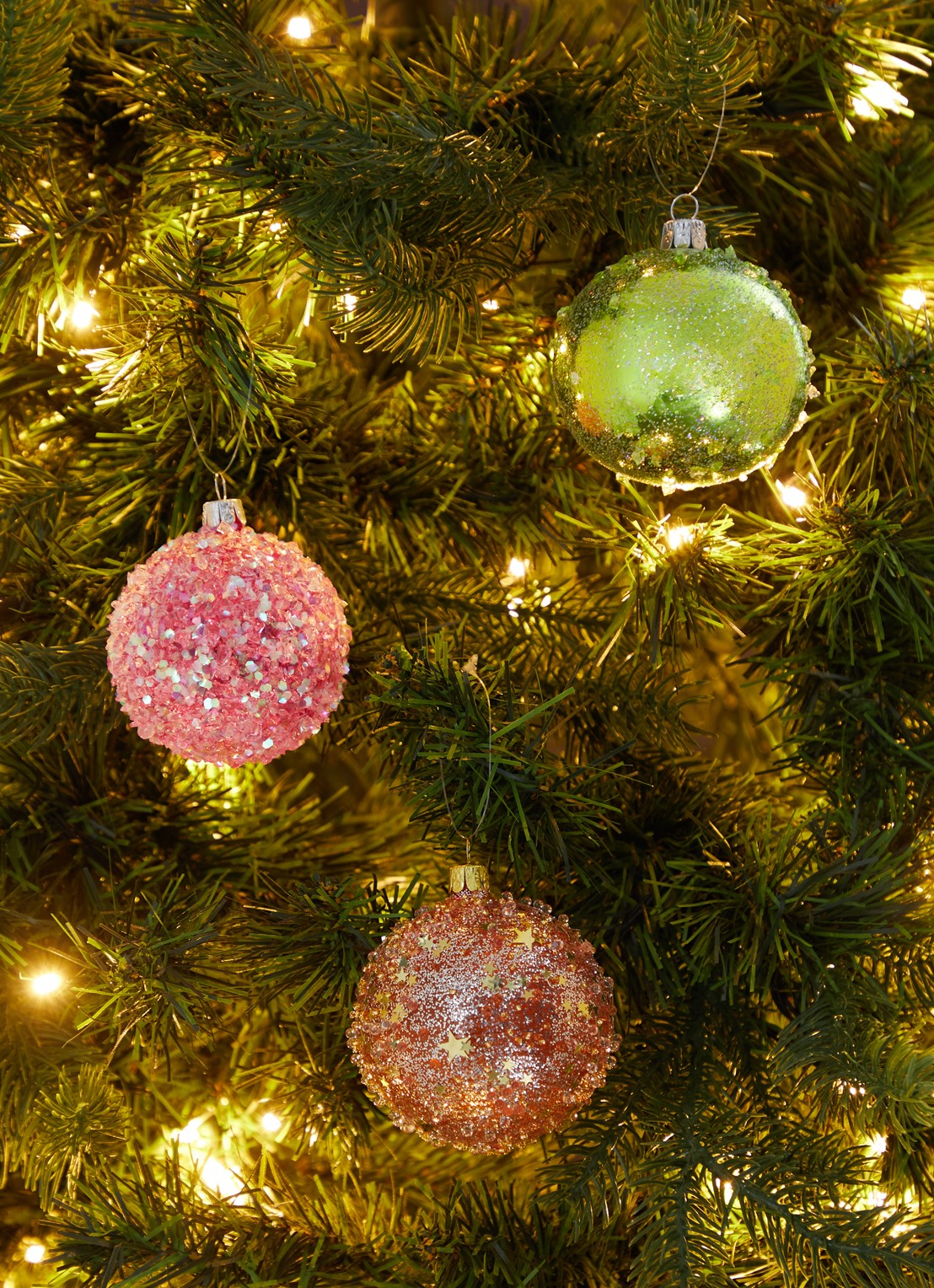 de Bijenkorf Home Sterren Oranje kerstbal 8 cm - voorkant 3 oranje