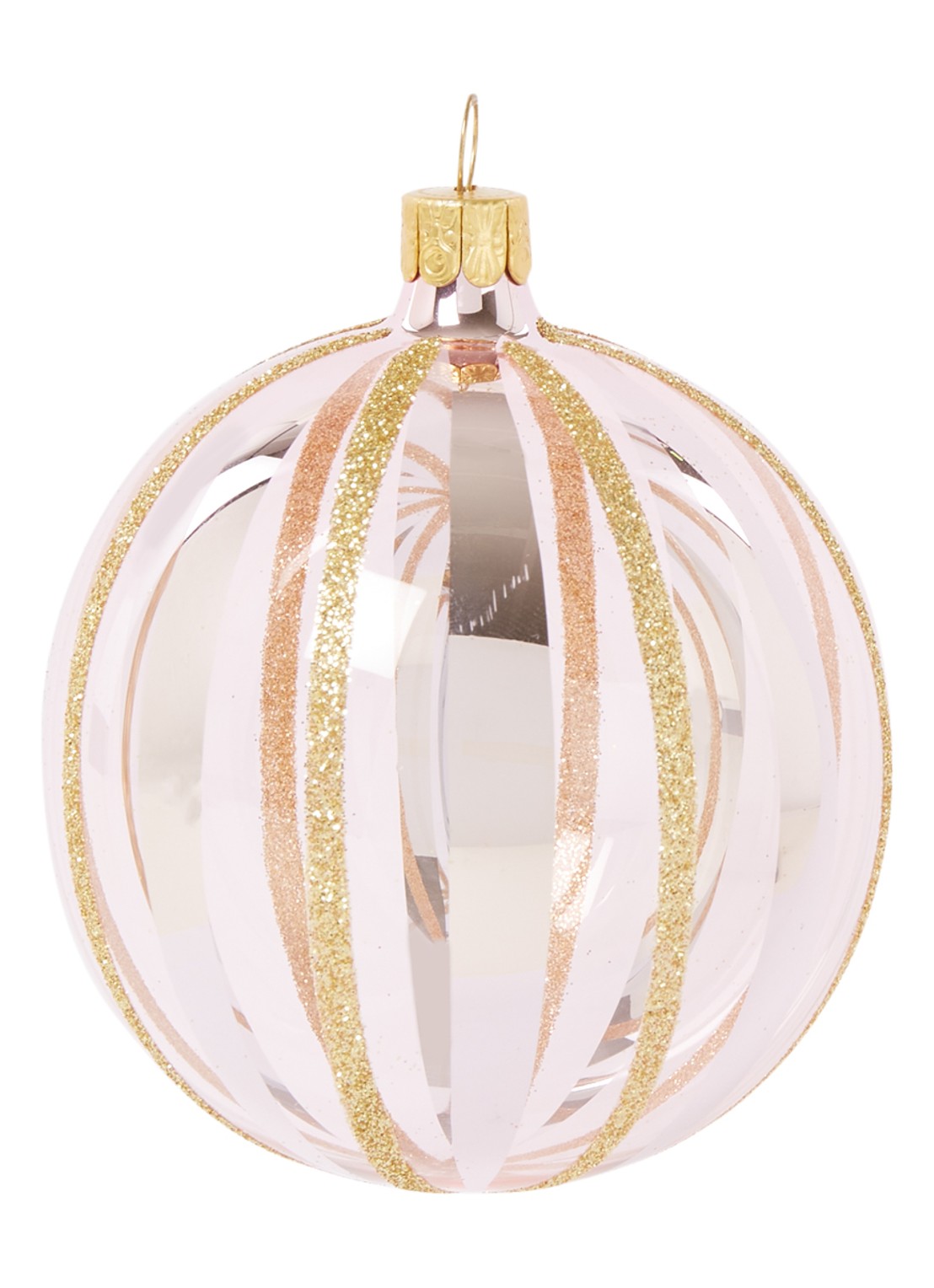 de Bijenkorf Kerstbal 8 cm - voorkant 2 roségoud