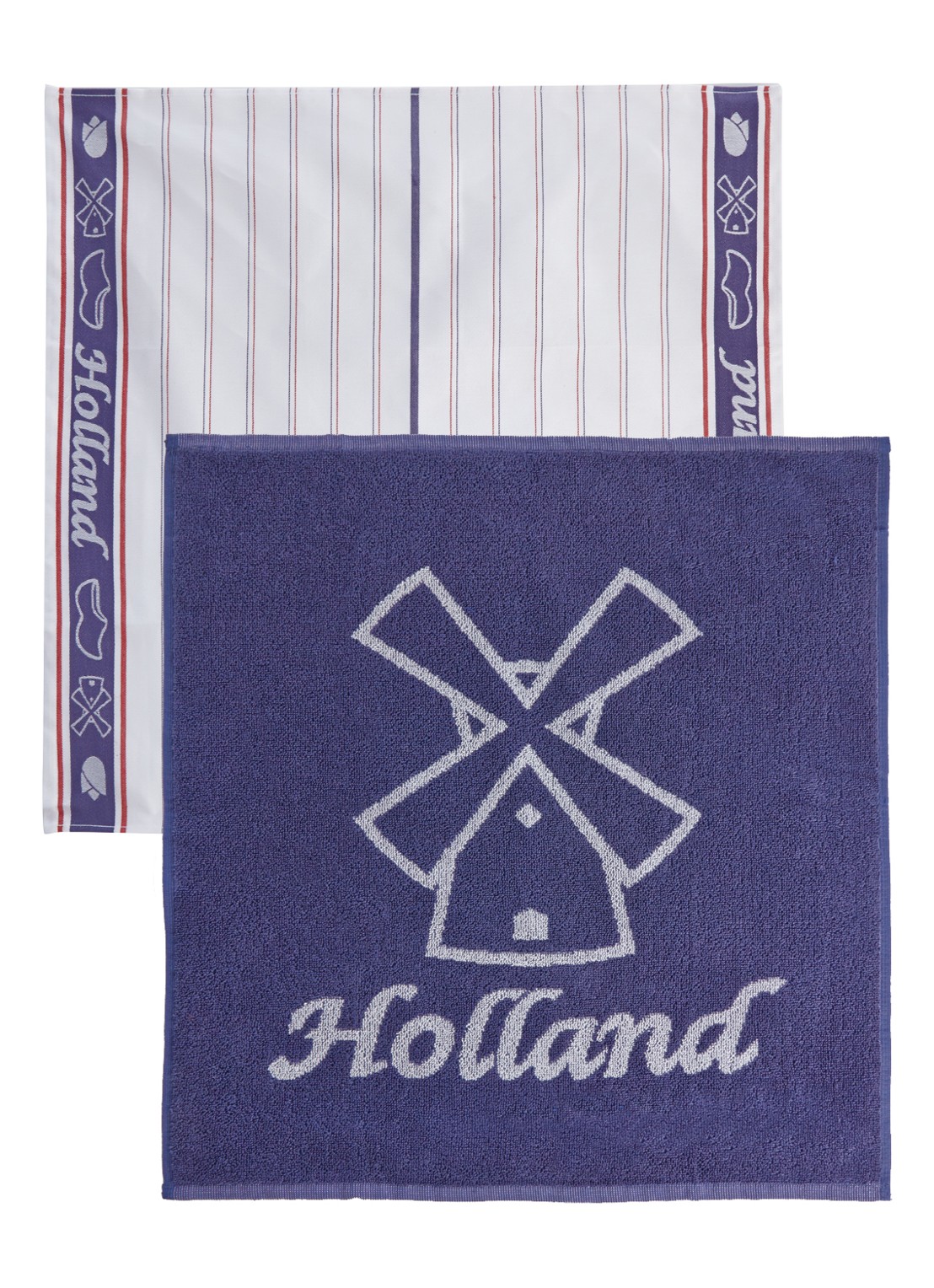 De Witte Lietaer Holland thee- en keukendoek 65 x 65 cm set van 2 - detail donkerblauw
