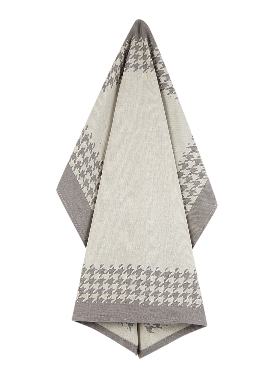 De Witte Lietaer Pied De Poule theedoek van katoen 66 x 66 cm - voorkant grijs