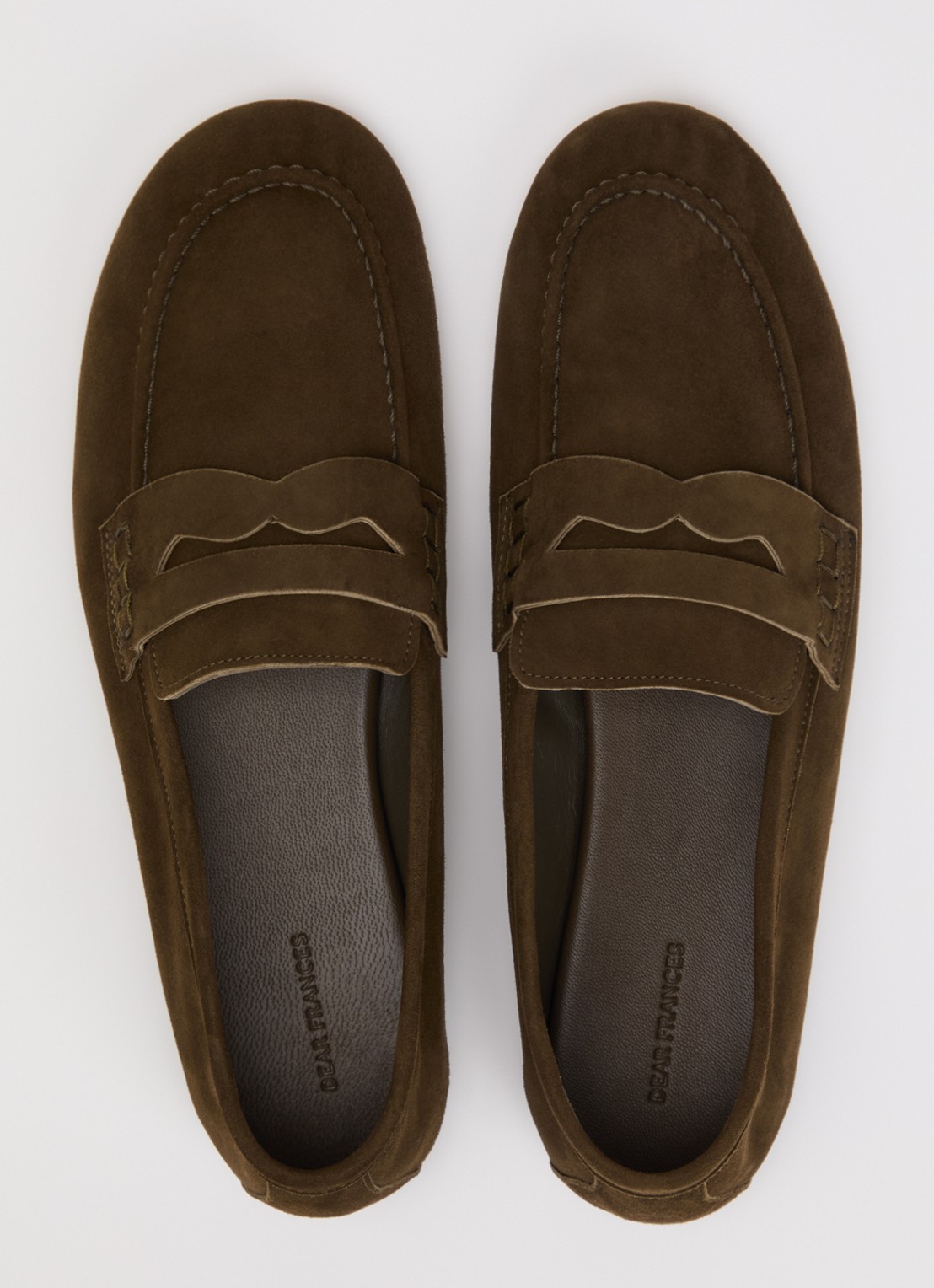 Dear Frances Balla loafer van suède - detail 2 mosgroen