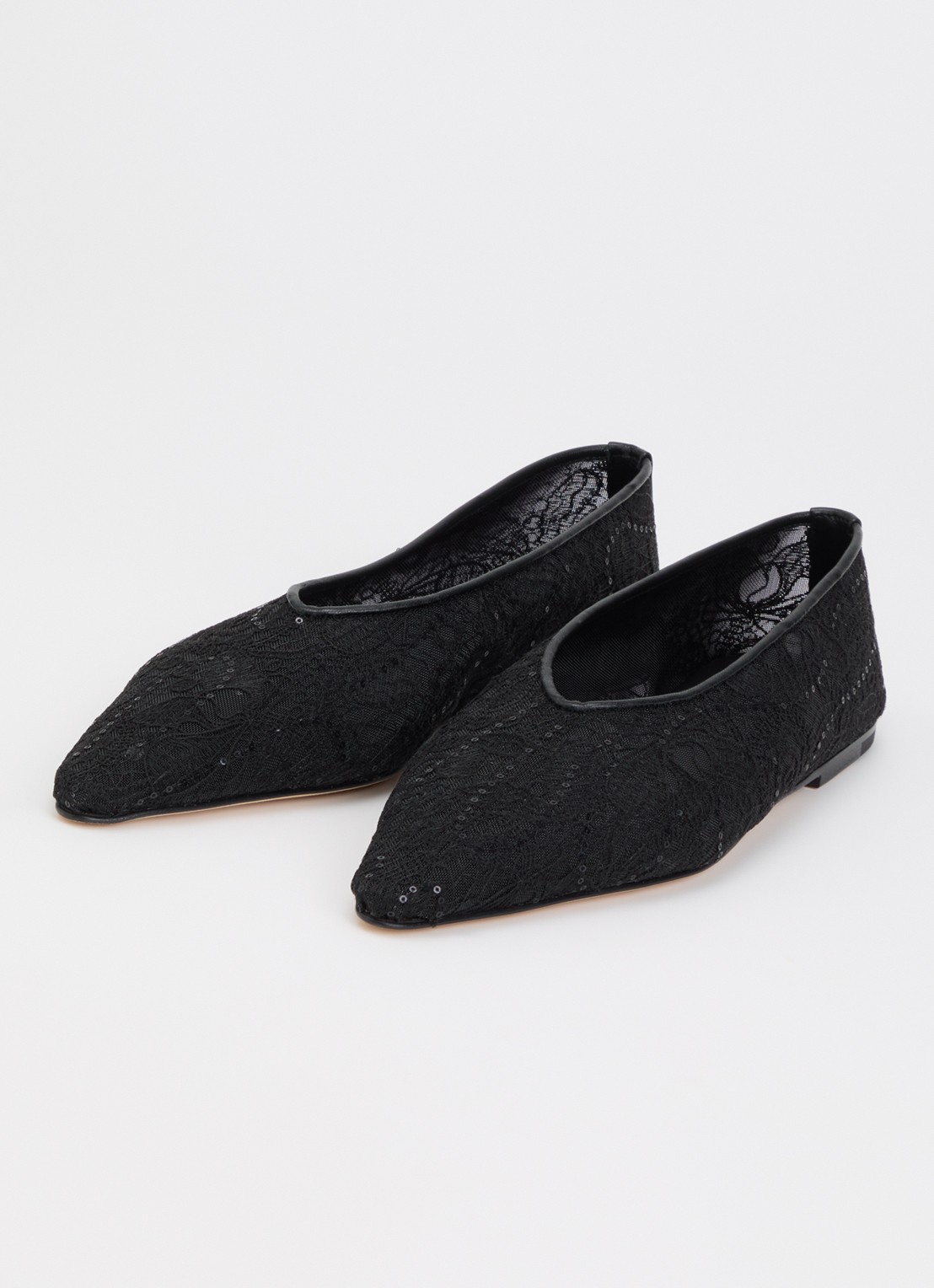 Dear Frances Topo Flat ballerina met leren details - detail 3 zwart