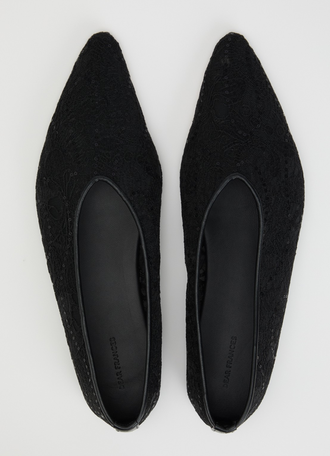 Dear Frances Topo Flat ballerina met leren details - detail 4 zwart