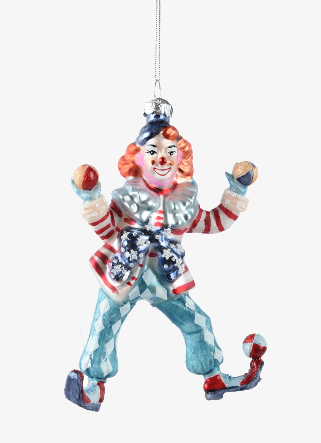 Decoris Clown kersthanger 13,8 cm  - voorkant multicolor