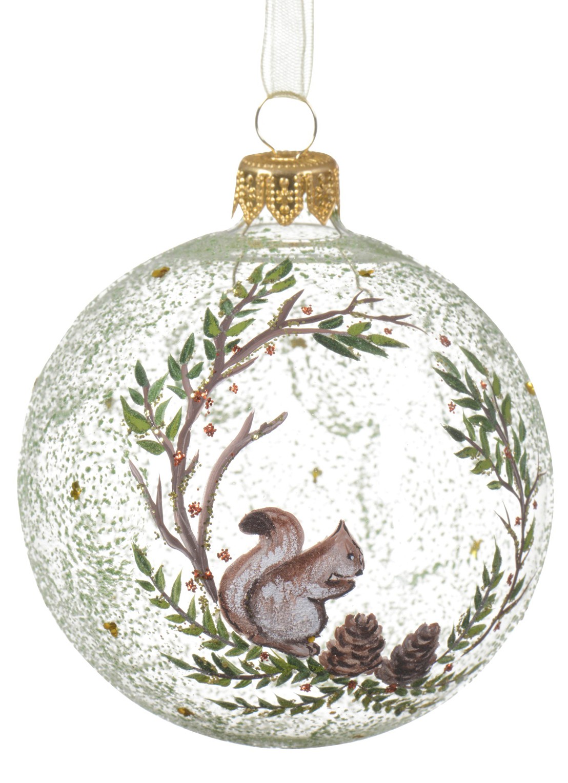Decoris Eekhoorn kerstbal 8 cm - voorkant transparant