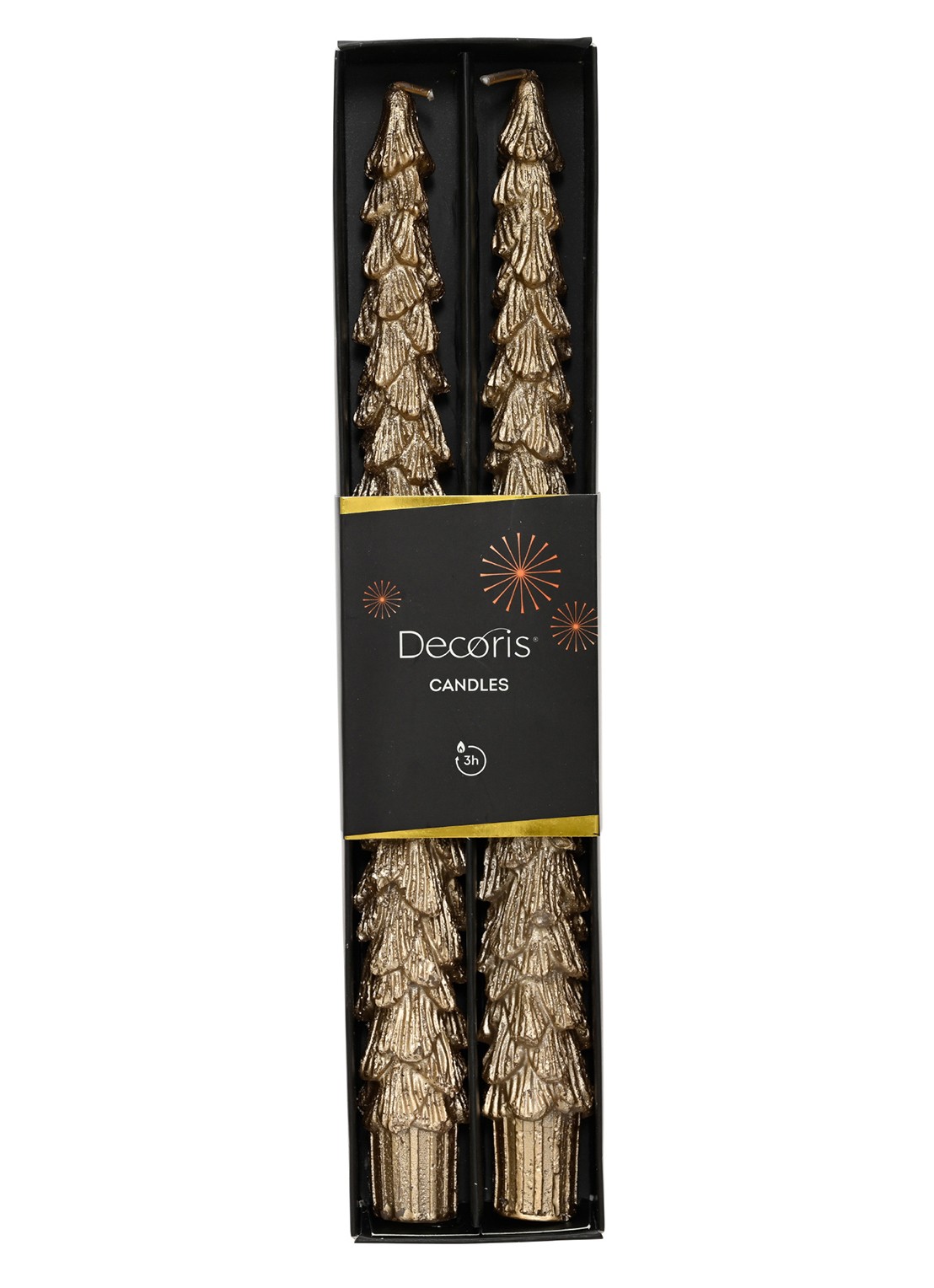 Decoris Goudenkaars kerstdecoratie 25 cm set van 2 - voorkant goud