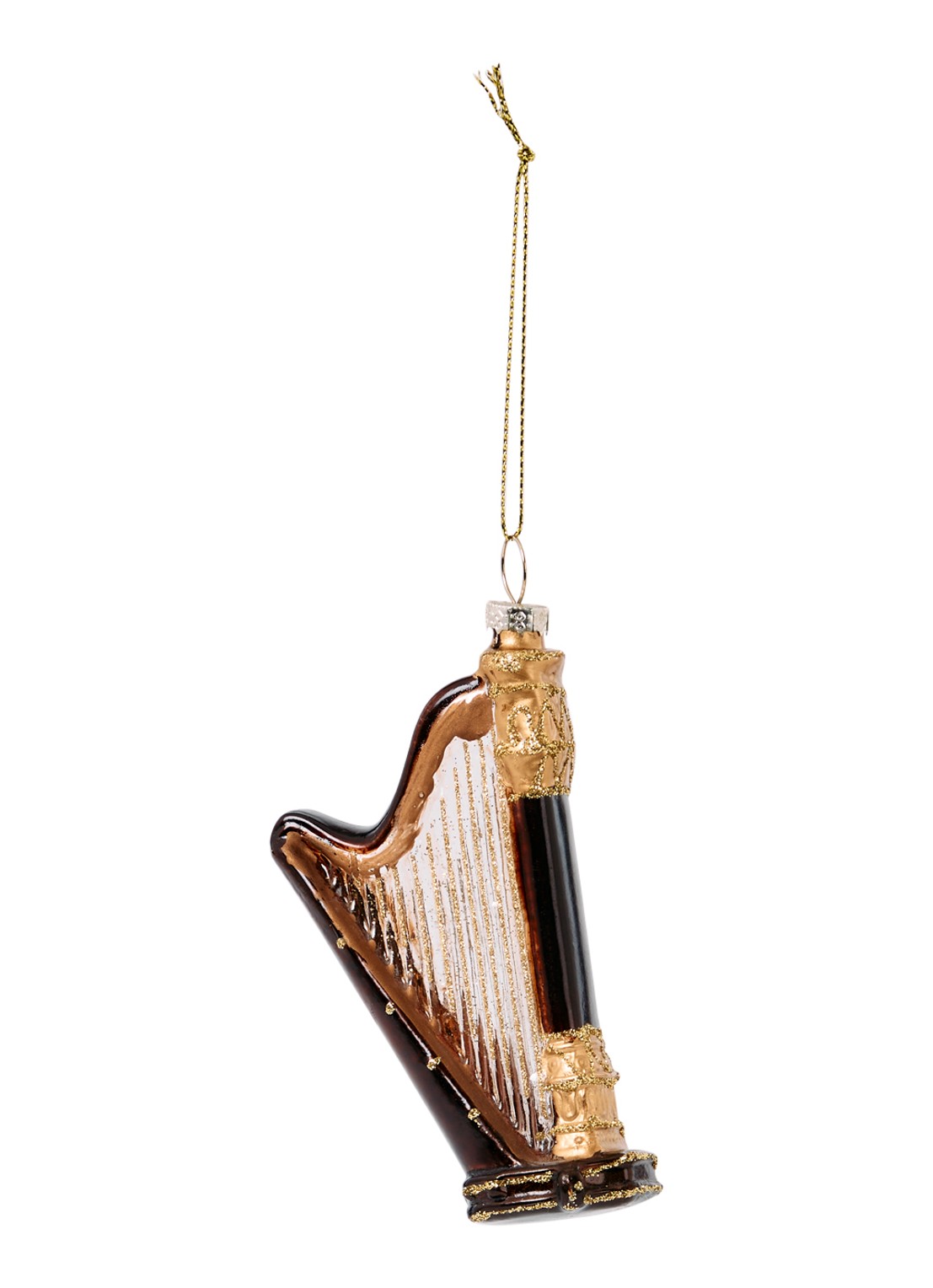 Decoris Harp kersthanger 10 cm - voorkant 2 bruin