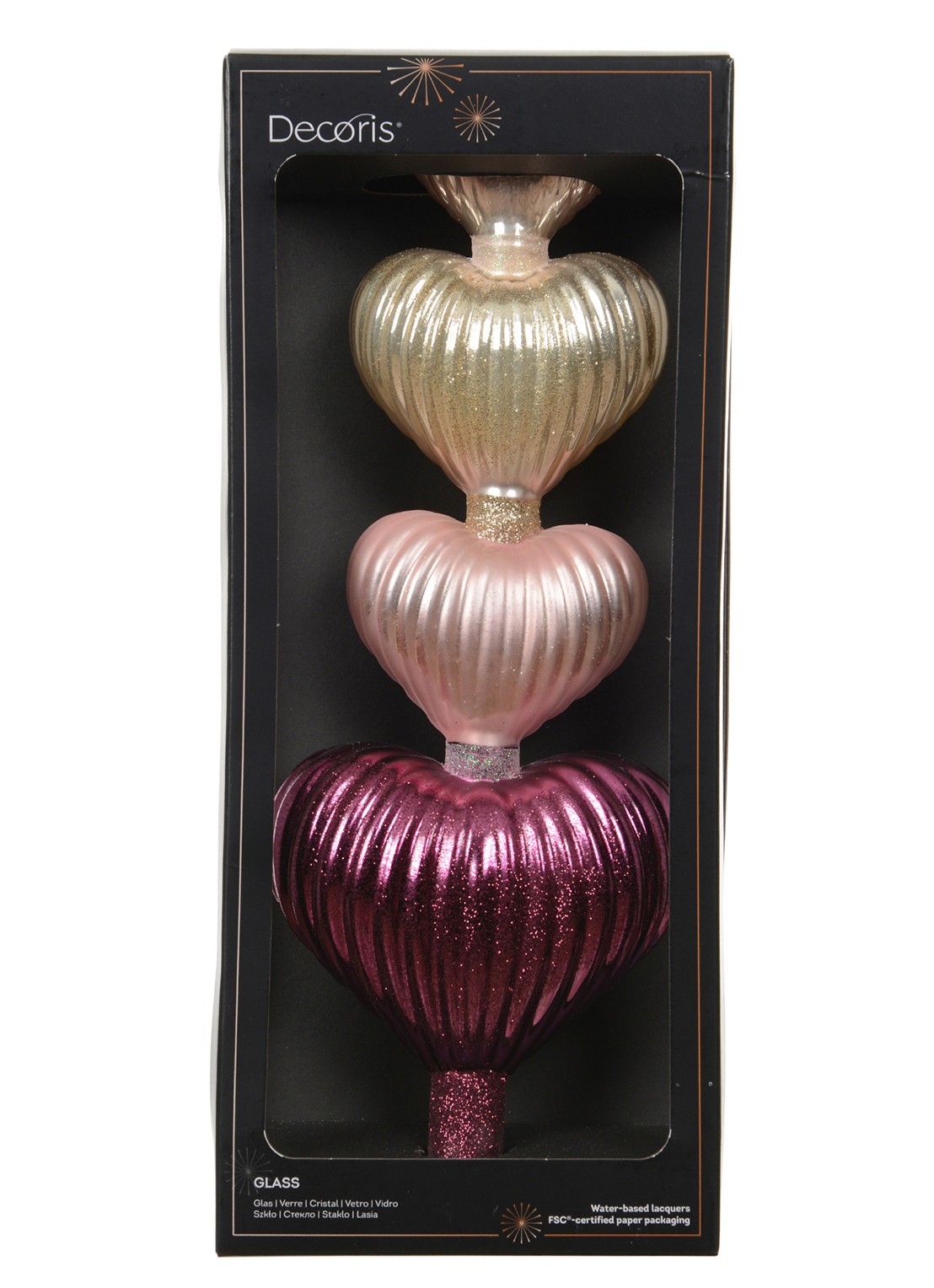 Decoris Hartjes piek 31 cm - voorkant roze