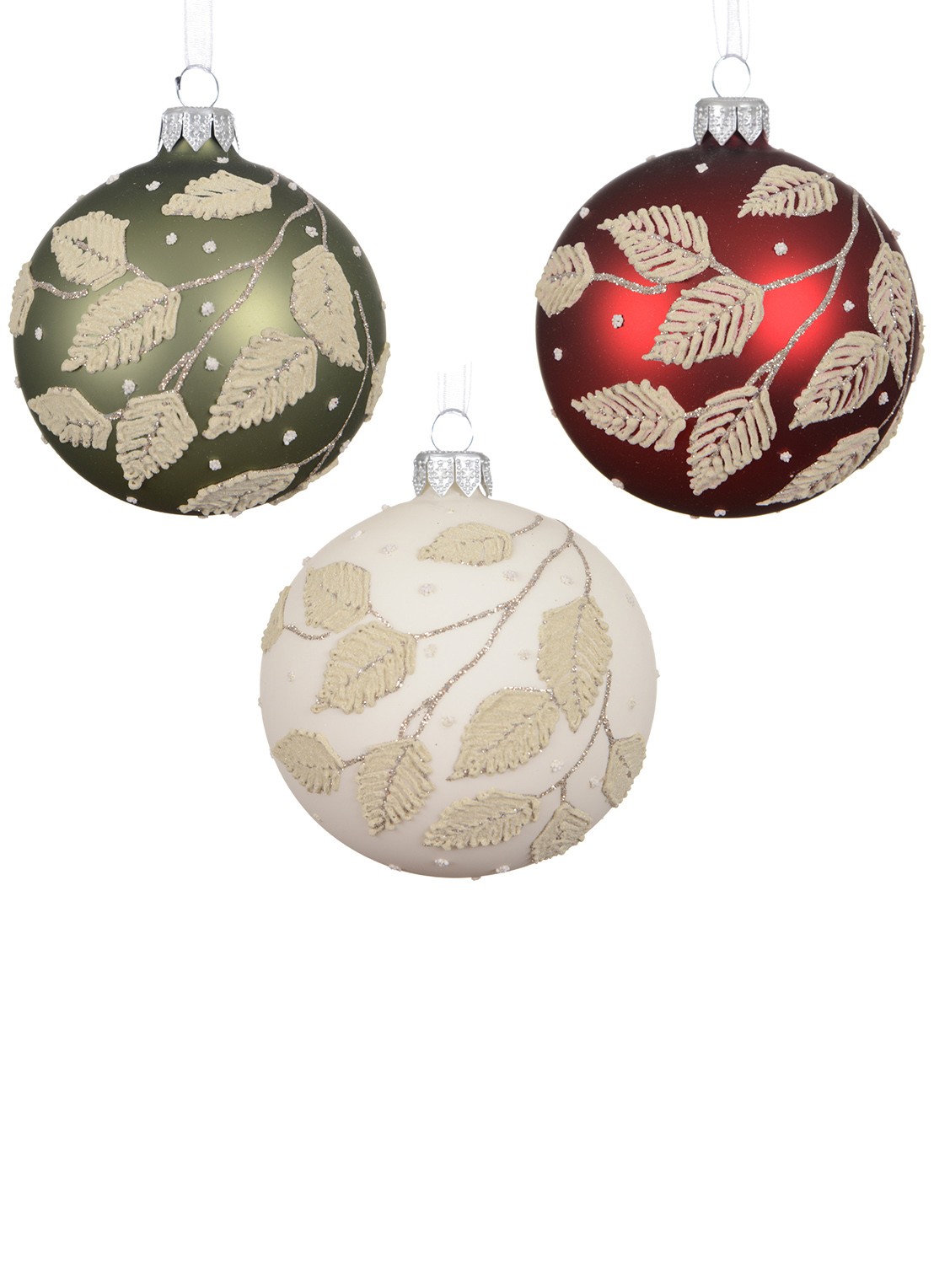 Decoris Kerstbal 8 cm set van 3 - voorkant rood