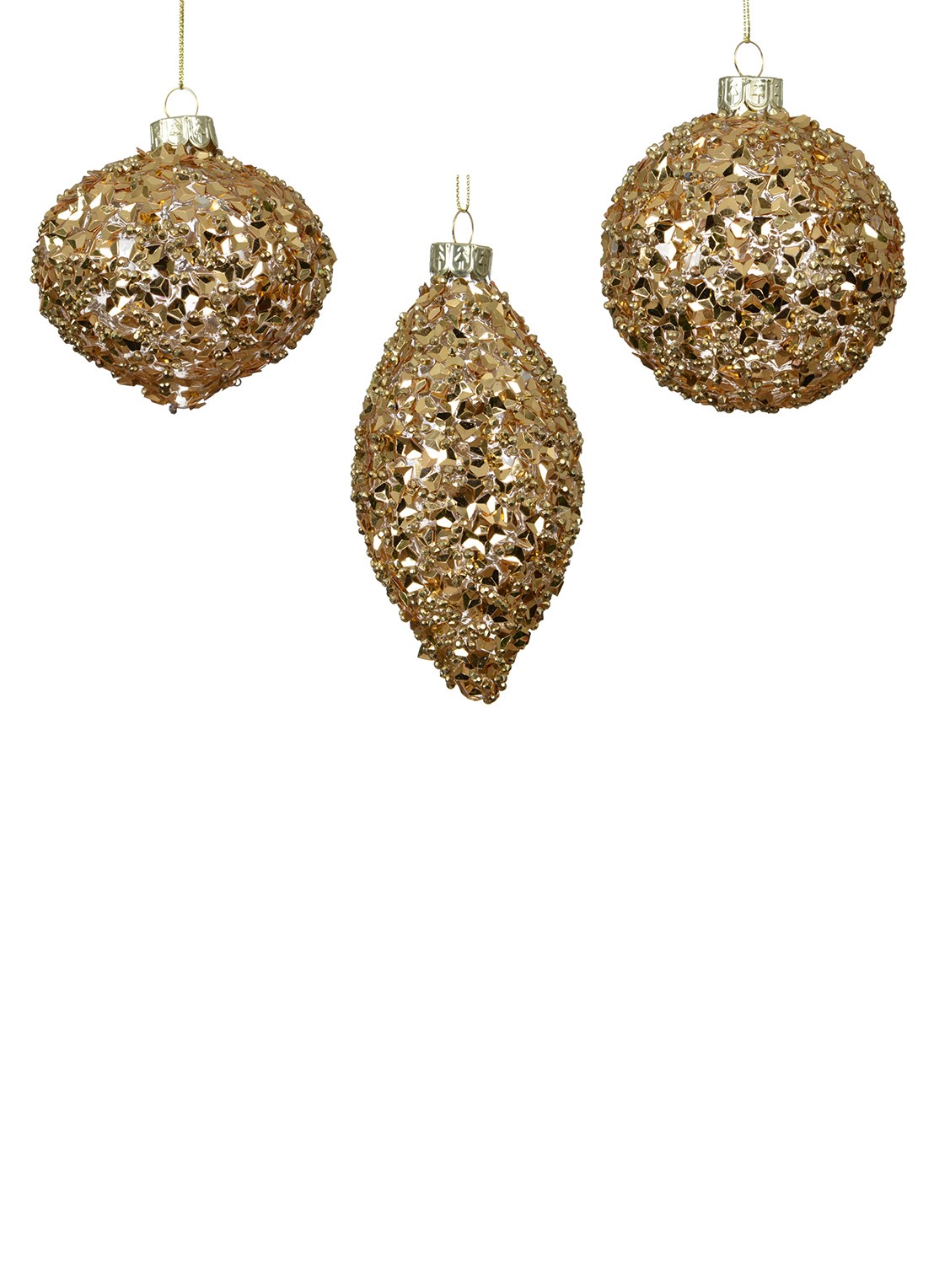Decoris Kerstbal 8 cm set van 3 - voorkant goud