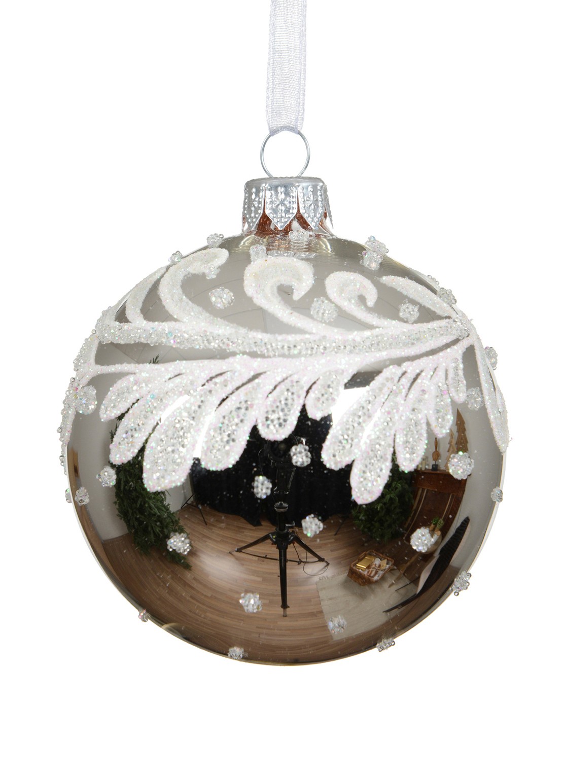 Decoris Kerstbal 8 cm - voorkant bruin