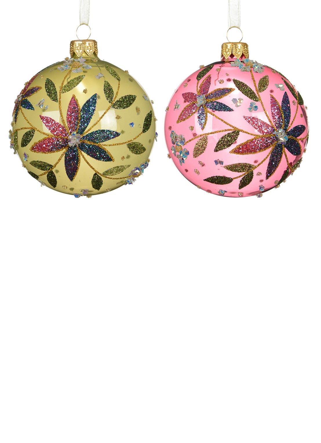 Decoris Kerstbal 8 cm - voorkant roze