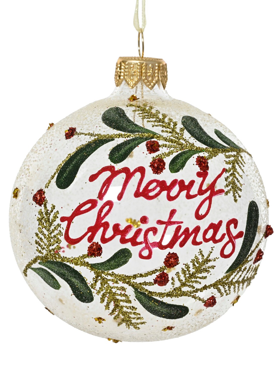 Decoris Kerstbal 8 cm - voorkant donkergroen