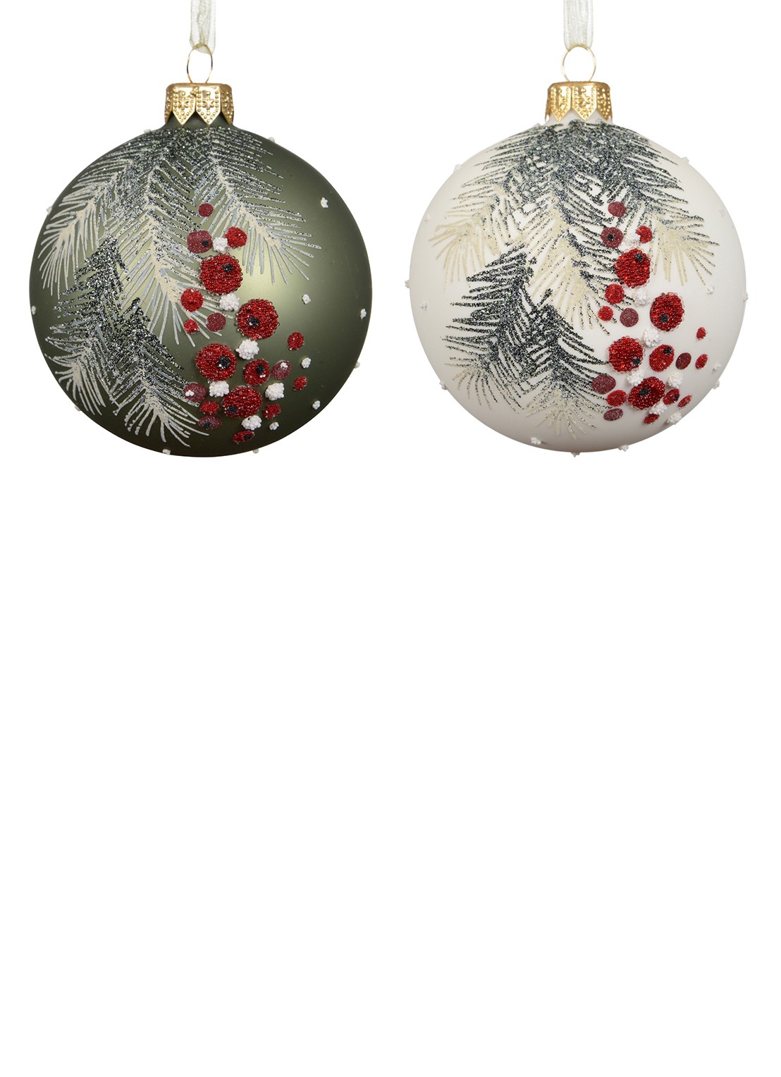 Decoris Kerstbal kersthanger 8 cm - voorkant multicolor