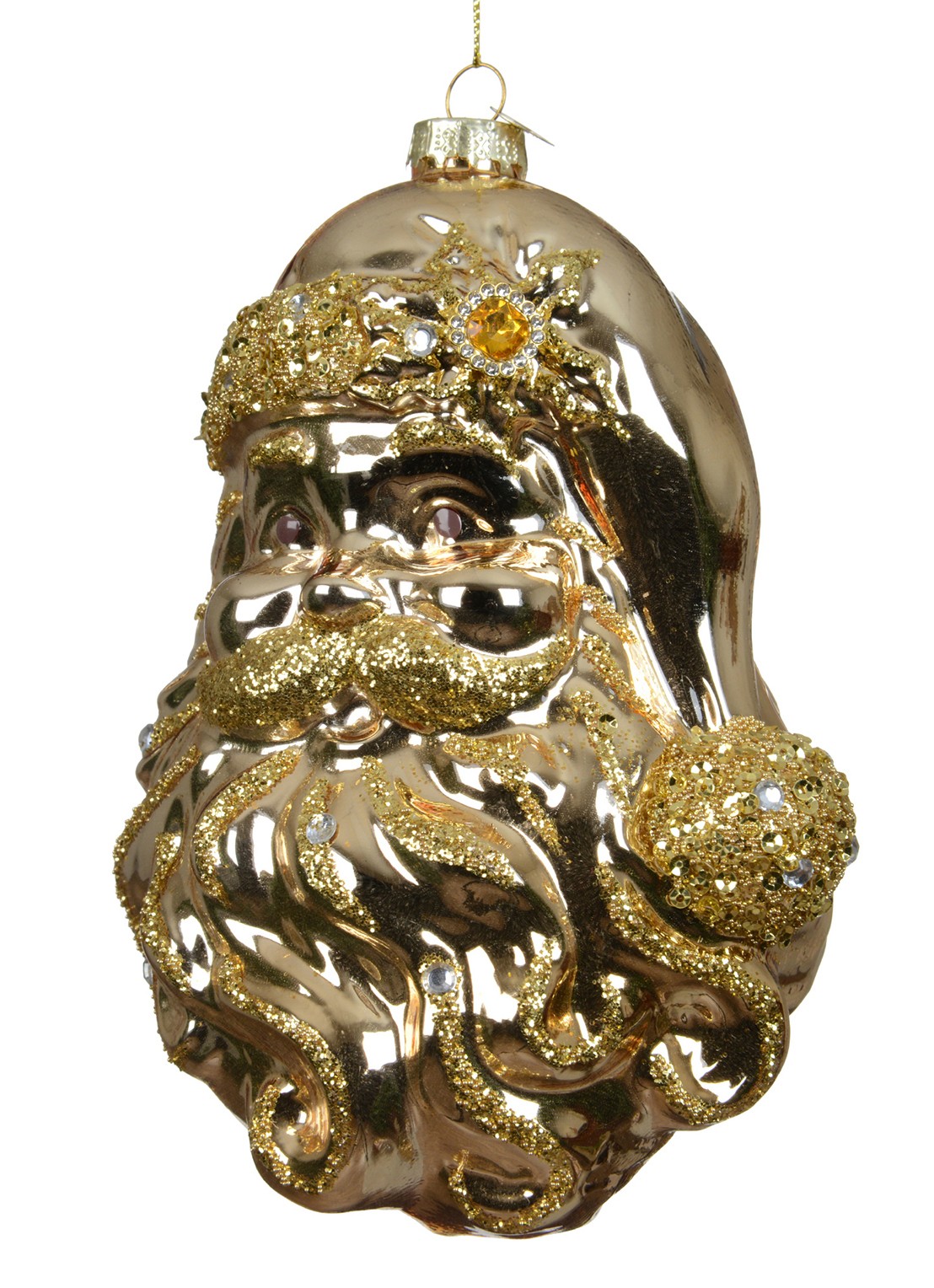 Decoris Kerstman kersthanger 16 cm - voorkant goud