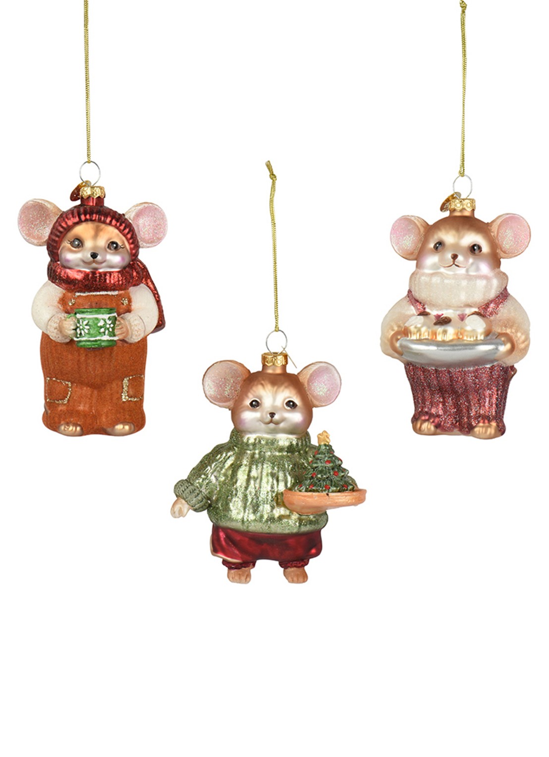 Decoris Muis kersthanger 10,4 cm - voorkant rood