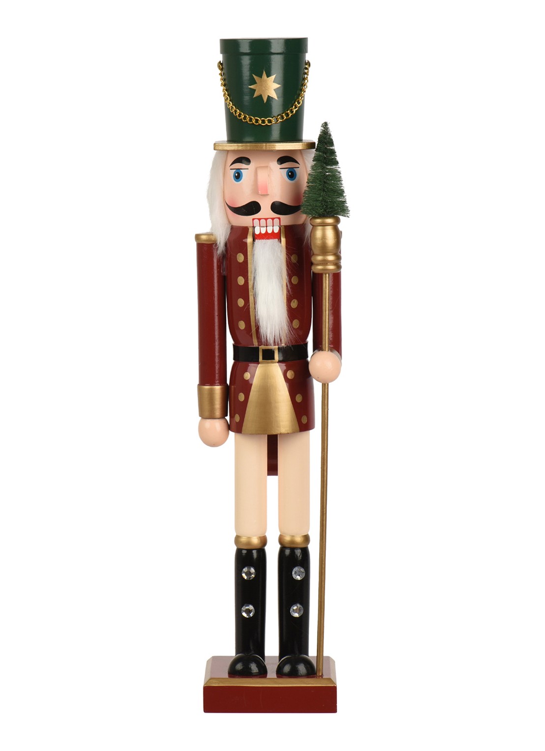 Decoris Notenkraker kerstdecoratie 76 cm - voorkant bordeauxrood