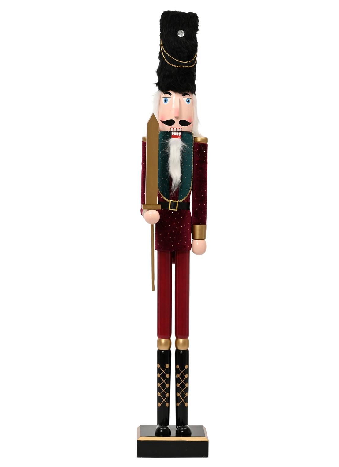 Decoris Notenkraker ornament 48 cm - voorkant bordeauxrood