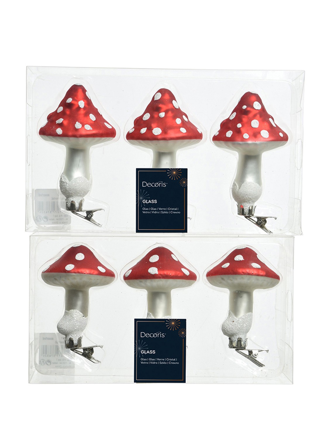 Decoris Paddenstoel kersthanger 9 cm - voorkant rood