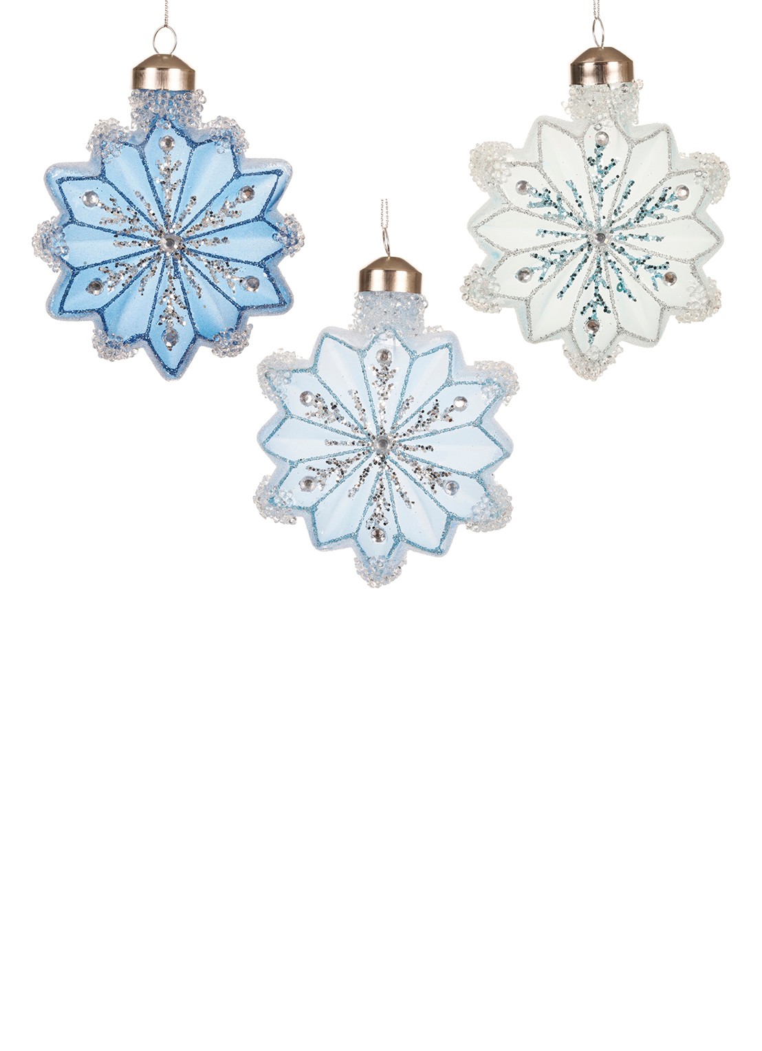 Decoris Sneeuwvlok kersthanger 10 cm - voorkant blauw