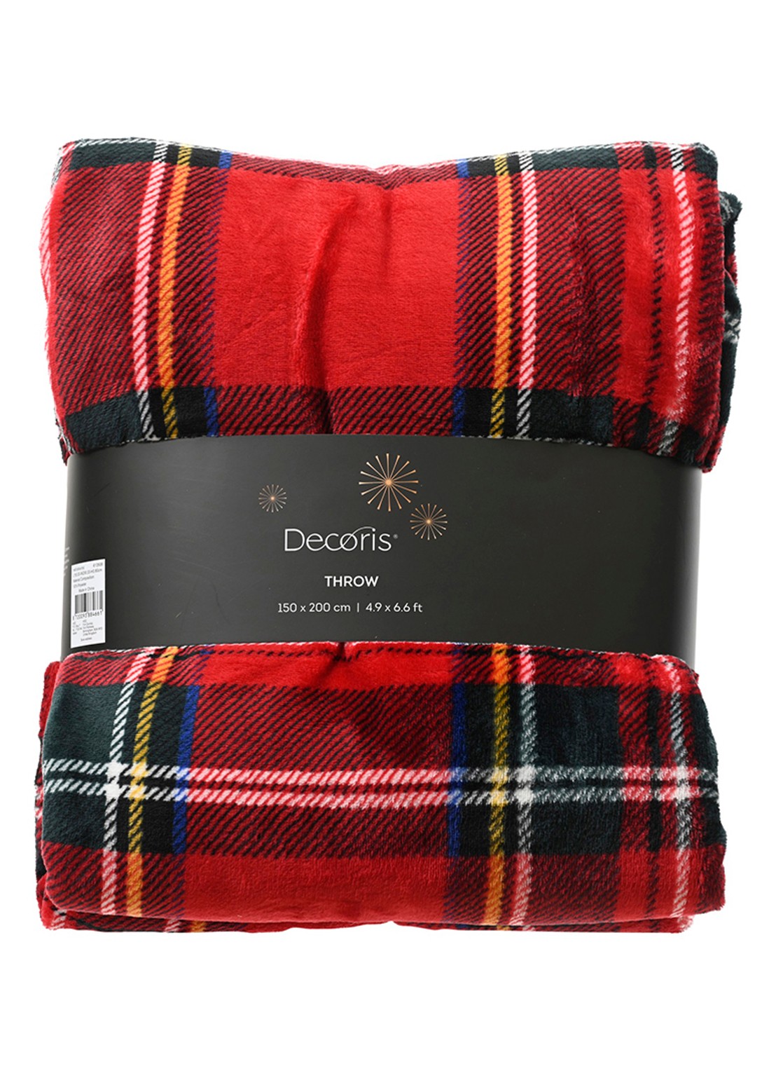 Decoris Sprei met ruitdessin 150 x 200 cm - voorkant rood