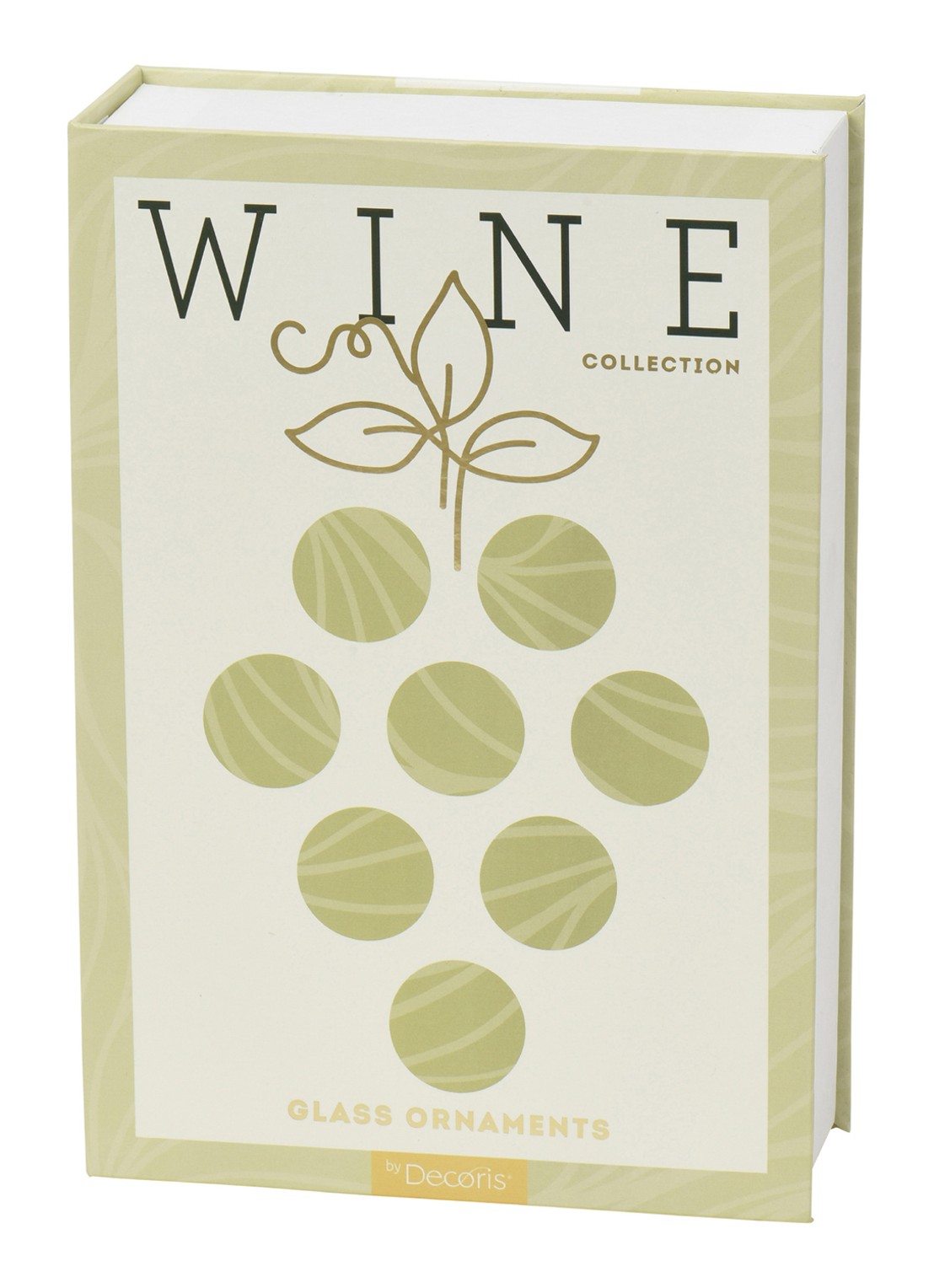 Decoris Witte wijn kersthanger in giftset 13,8 cm - voorkant groen