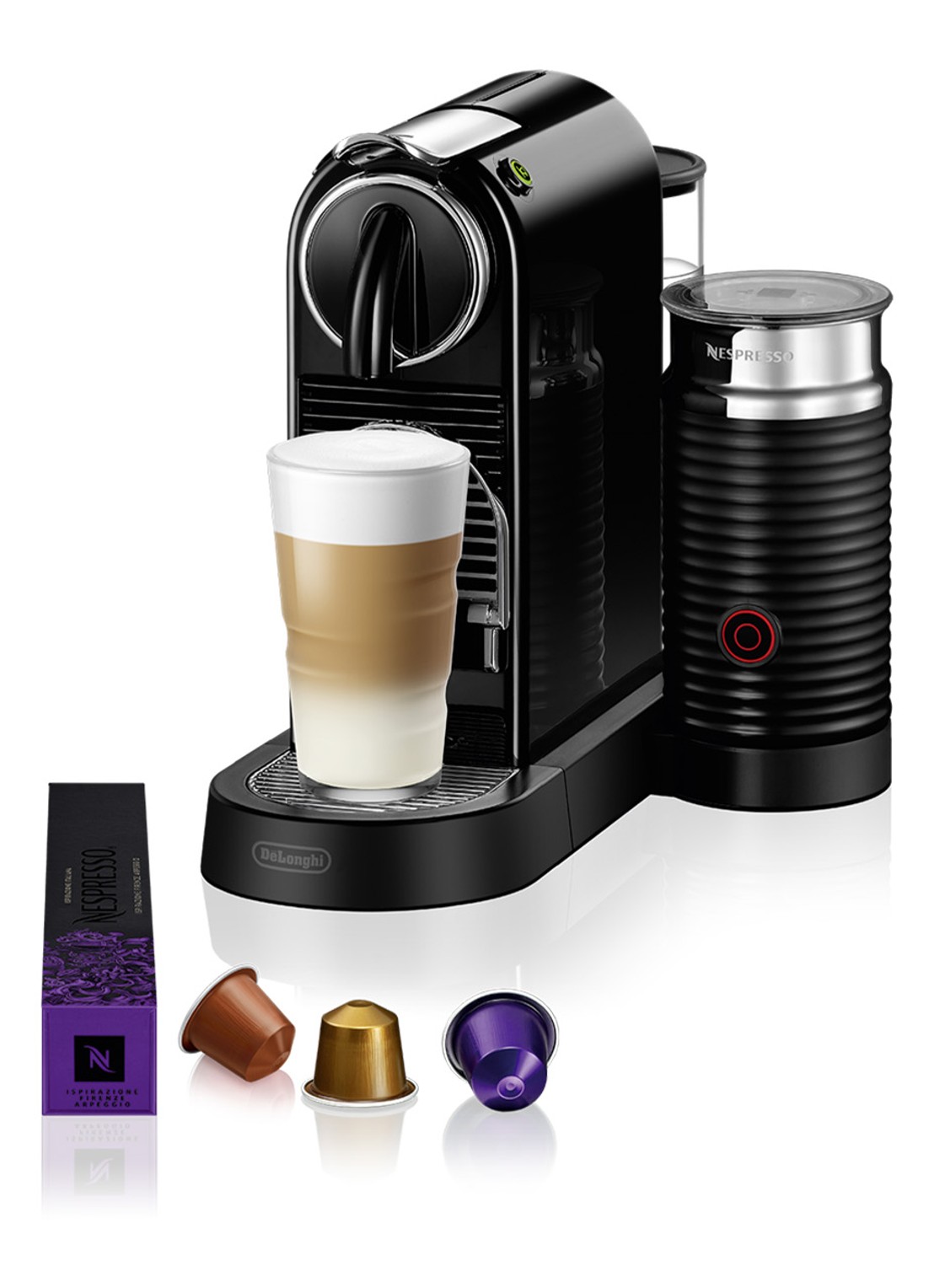 DeLonghi Citiz & Milk Nespresso Koffiecupmachine - Met melkopschuimer - EN267.BAE - voorkant 7 zwart