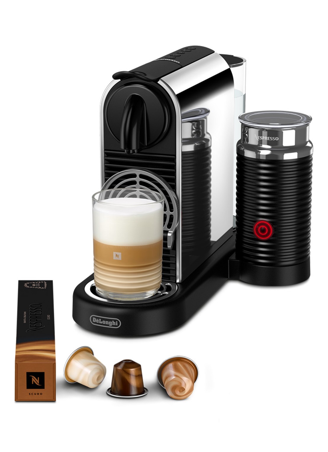 DeLonghi Citiz Platinum & Milk Nespresso koffiecupmachine - met melkopschuimer - EN330.M - voorkant 7 zilver