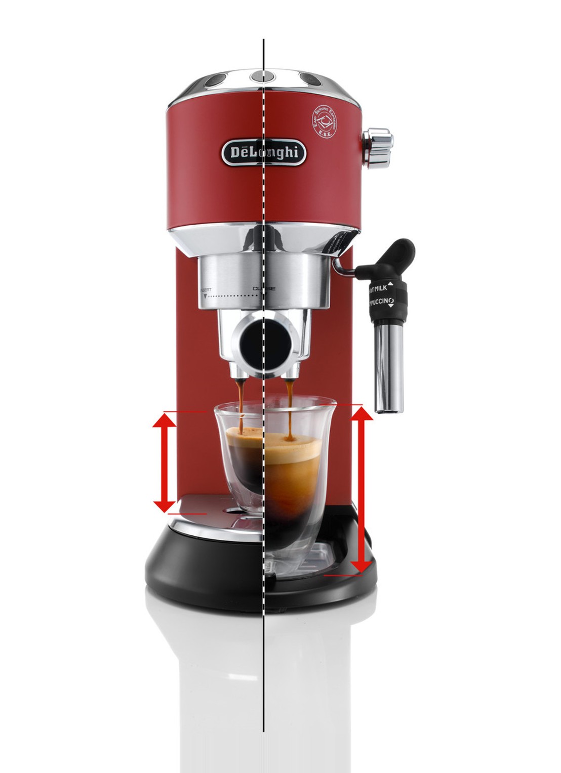 DeLonghi Dedica espressomachine EC685.R - detail steenrood