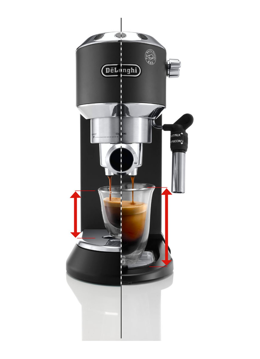 DeLonghi Dedica Style espressomachine EC685.BK - detail zwart