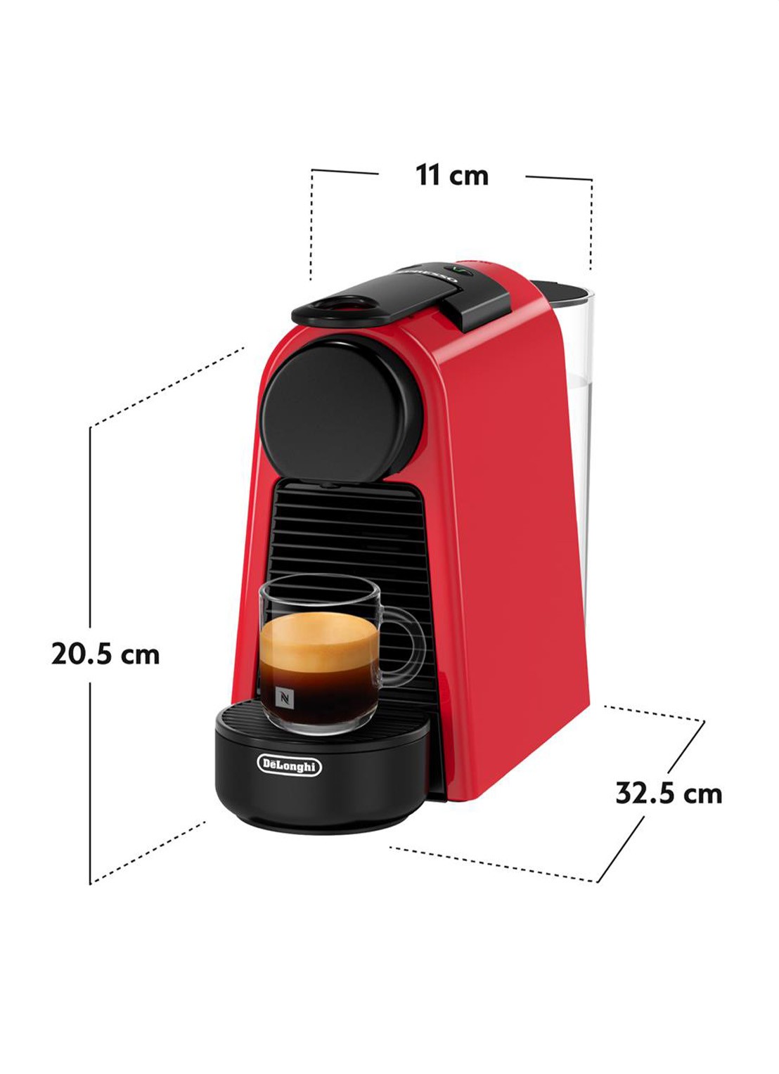 DeLonghi Essenza Mini Nespresso Koffiecupmachine - EN85.R - achterkant rood