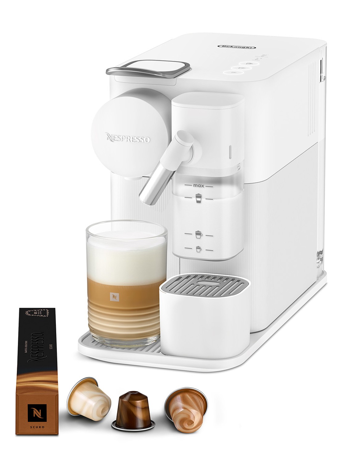 DeLonghi Nespresso Lattissima One EVO koffiemachine EN510.W - voorkant 2 wit