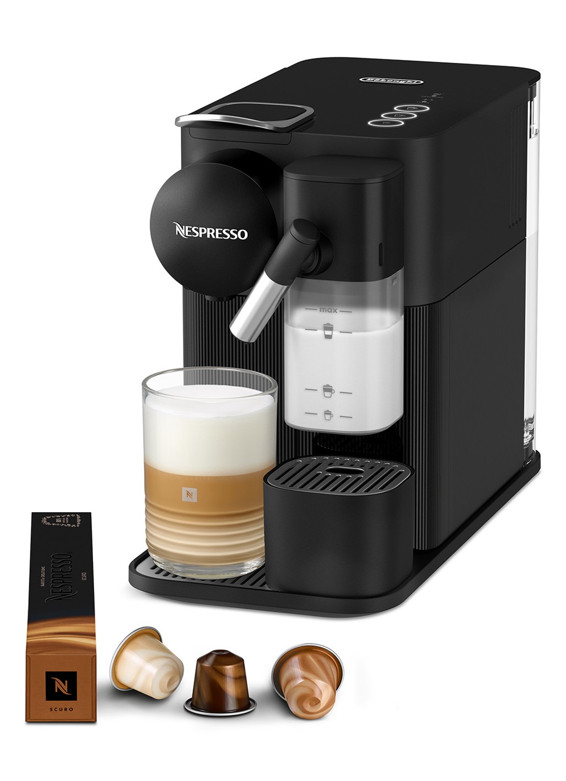 DeLonghi Nespresso Lattissima One EVO koffiezetapparaat EN510.B - voorkant zwart