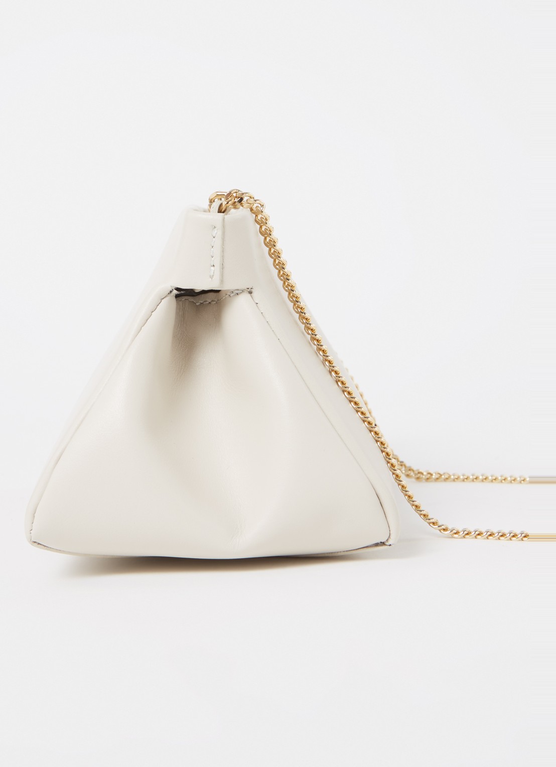 DeMellier The Cannes clutch van leer  - detail 4 creme