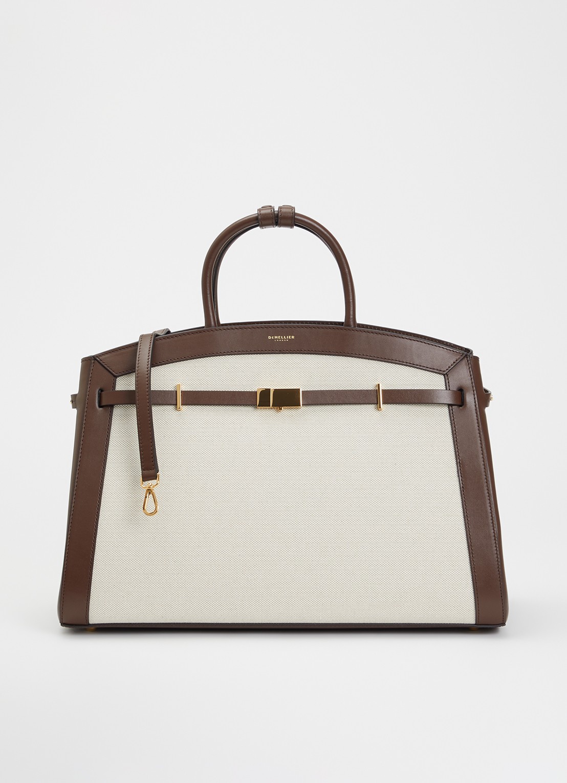 DeMellier The Hudson handtas van canvas - voorkant creme