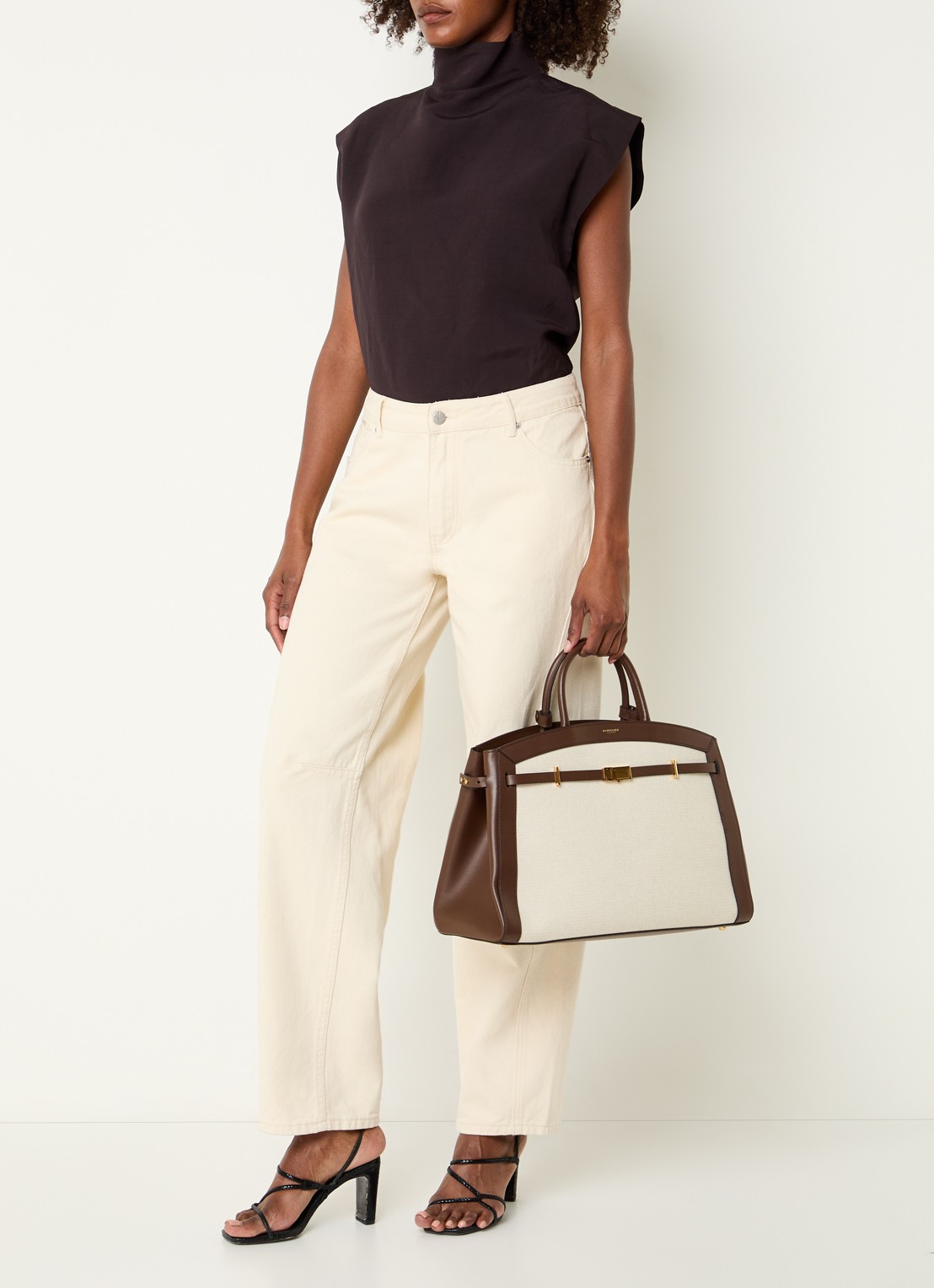 DeMellier The Hudson handtas van canvas - voorkant 2 creme