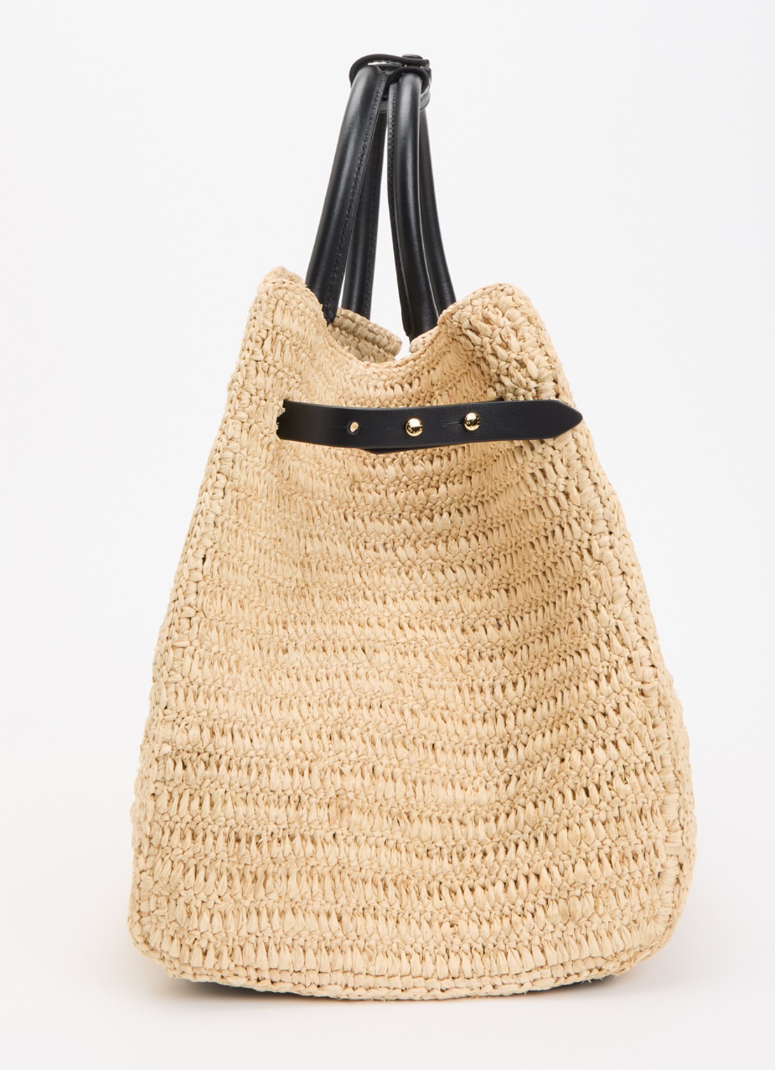 DeMellier The Hudson handtas van raffia met leren details  - detail 3 beige