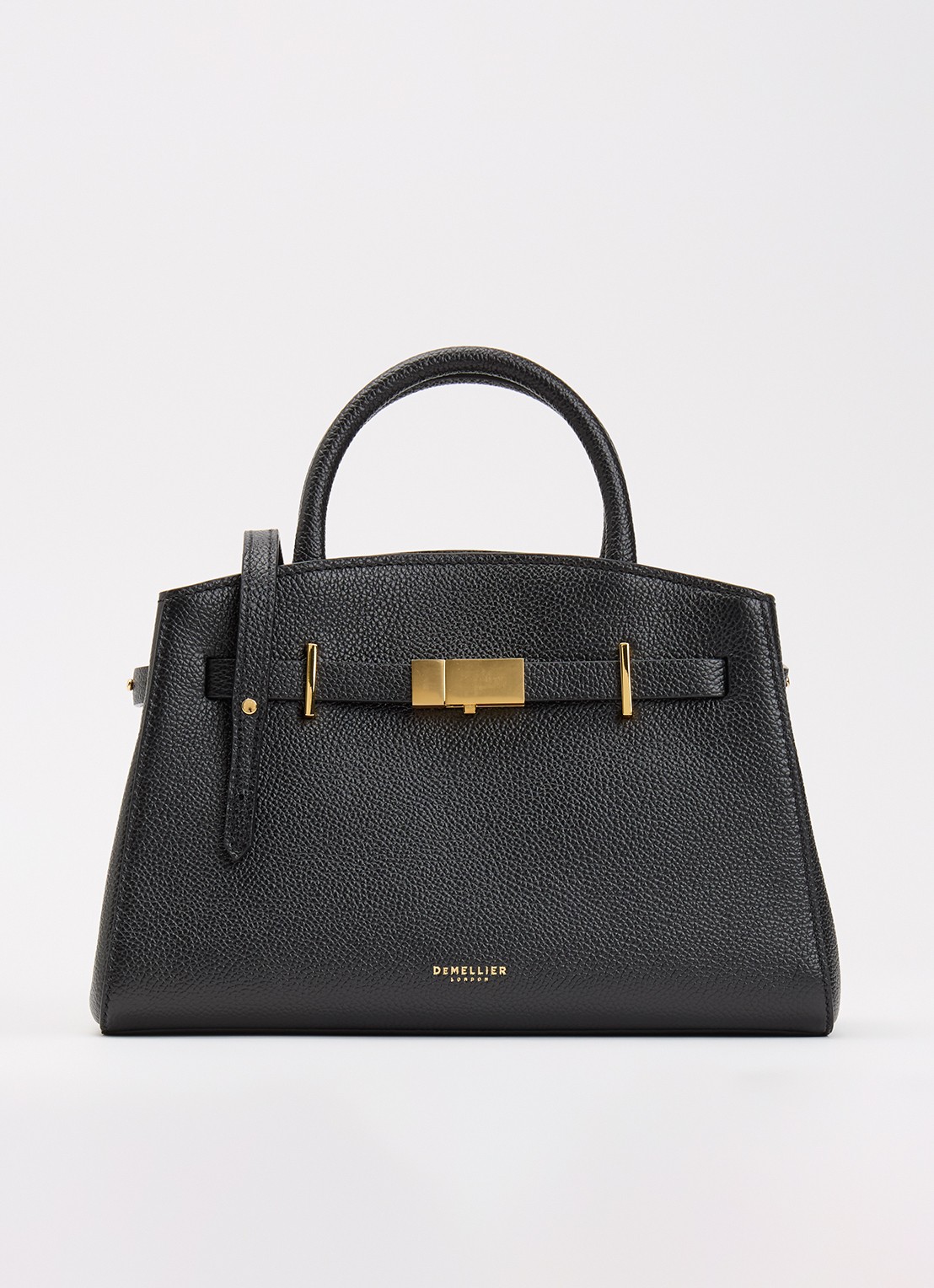 DeMellier The Hudson Small handtas van leer met afneembare schouderriem - voorkant 5 zwart