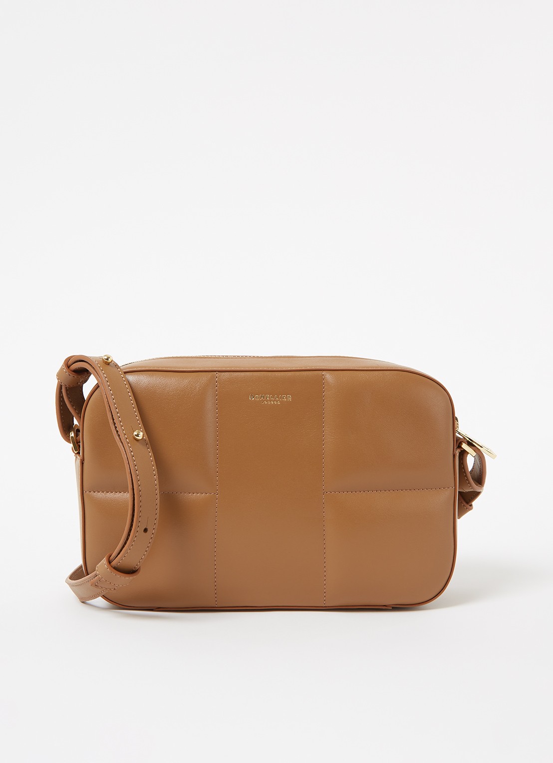 DeMellier The Marrakesh crossbodytas van leer - voorkant 3 cognac