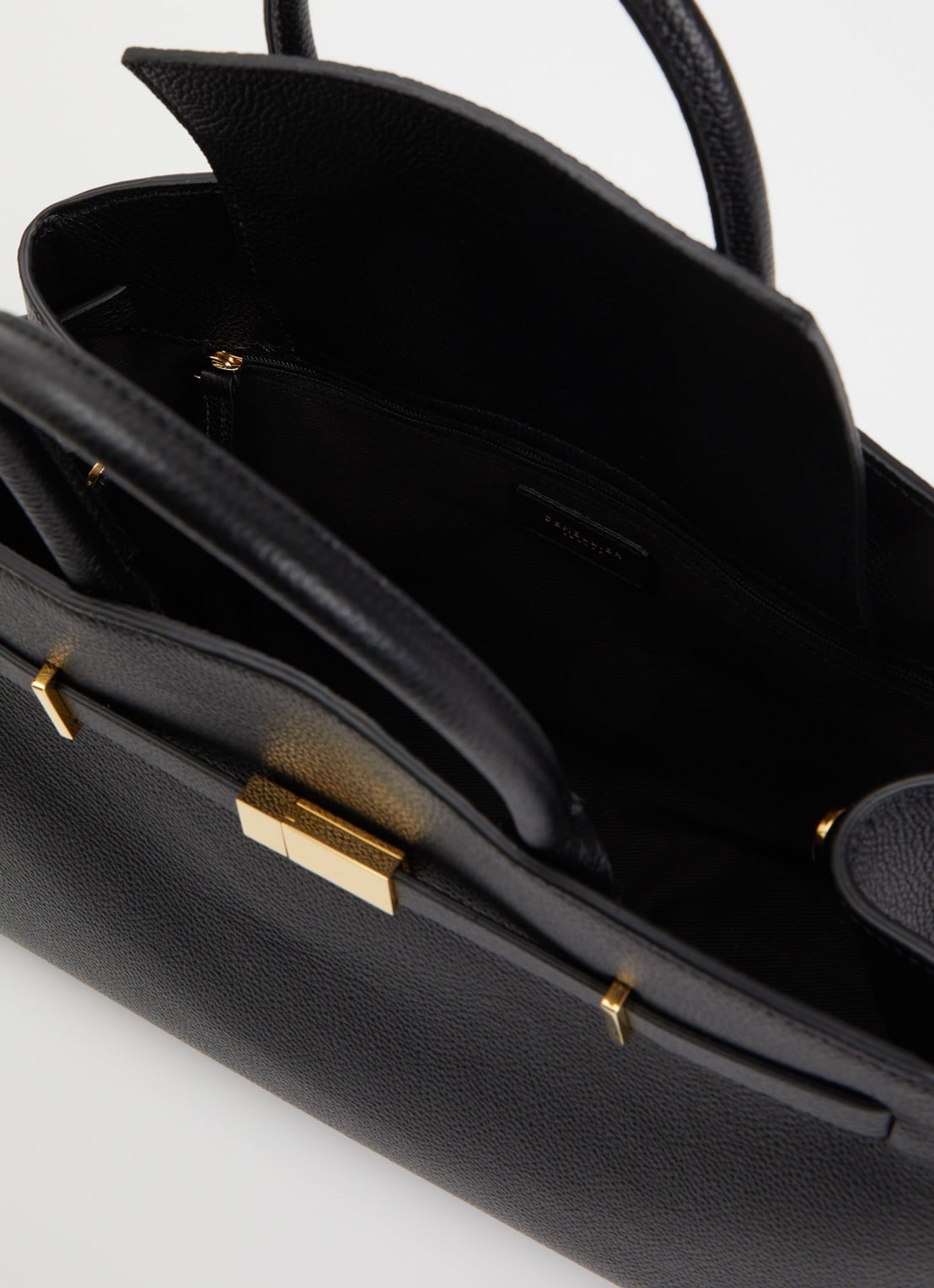 DeMellier The Midi Hudson handtas van leer met afneembare schouderriem - detail zwart