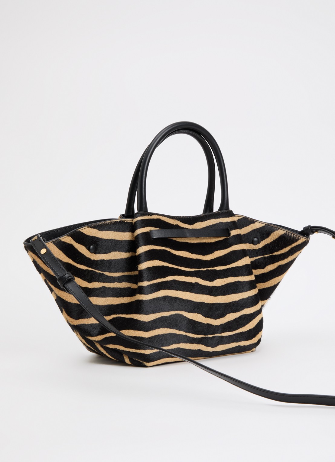 DeMellier The Midi New York handtas van kalfsleer met ponyhair en zebraprint - achterkant 4 zwart