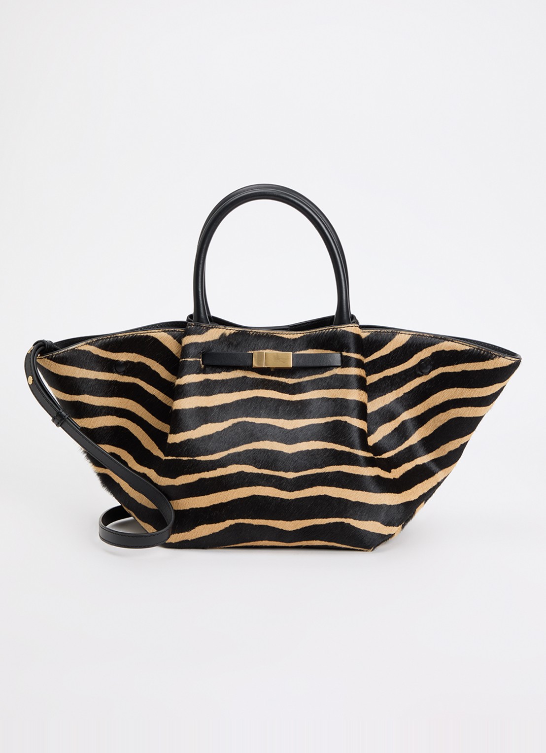 DeMellier The Midi New York handtas van kalfsleer met ponyhair en zebraprint - voorkant 5 zwart