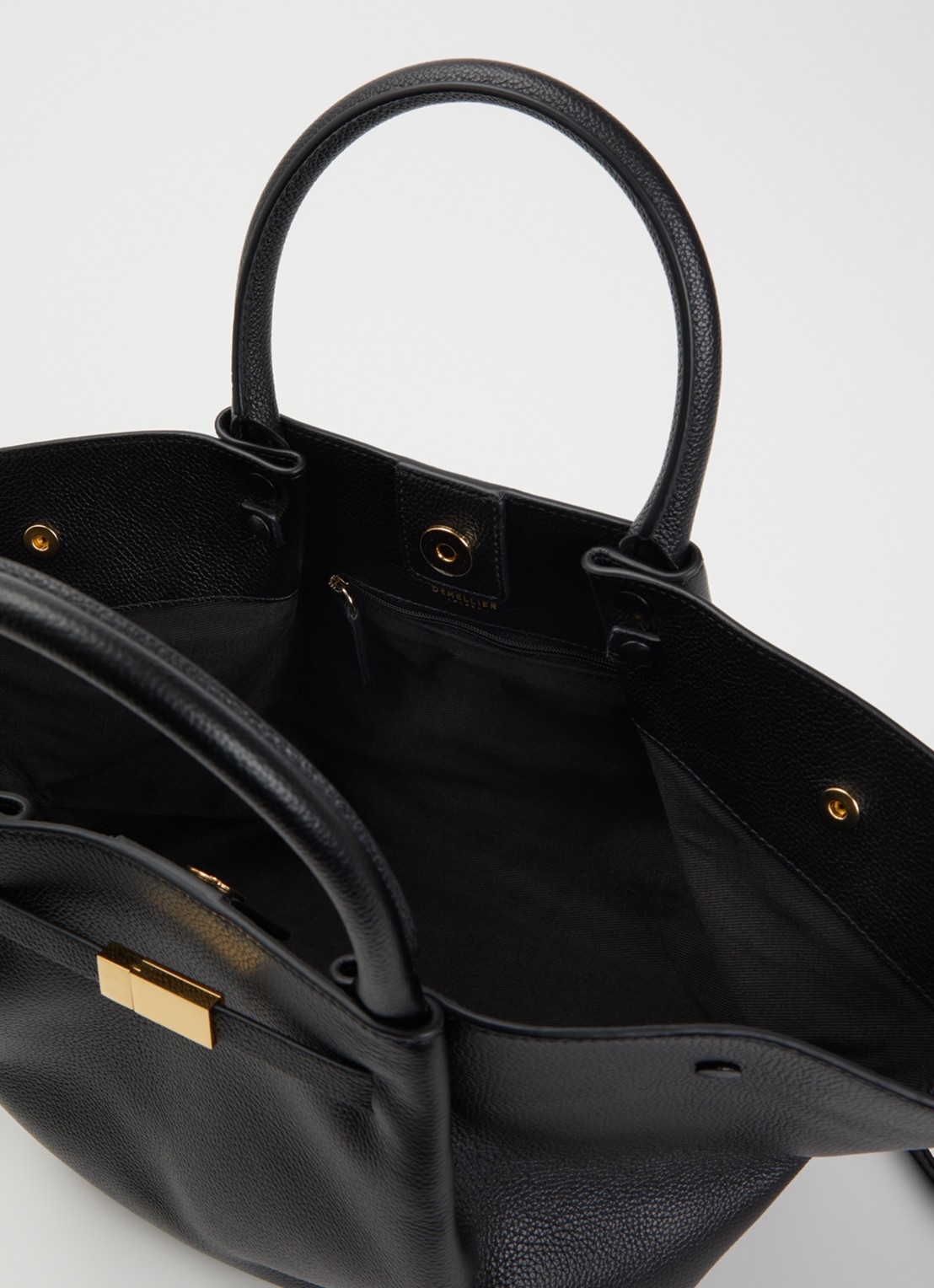 DeMellier The Midi New York handtas van leer - detail zwart