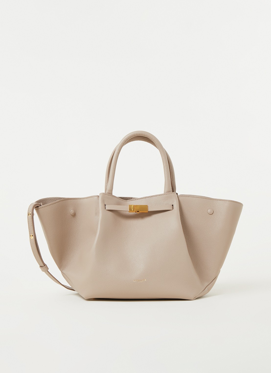 DeMellier The Midi New York handtas van leer - voorkant 3 taupe
