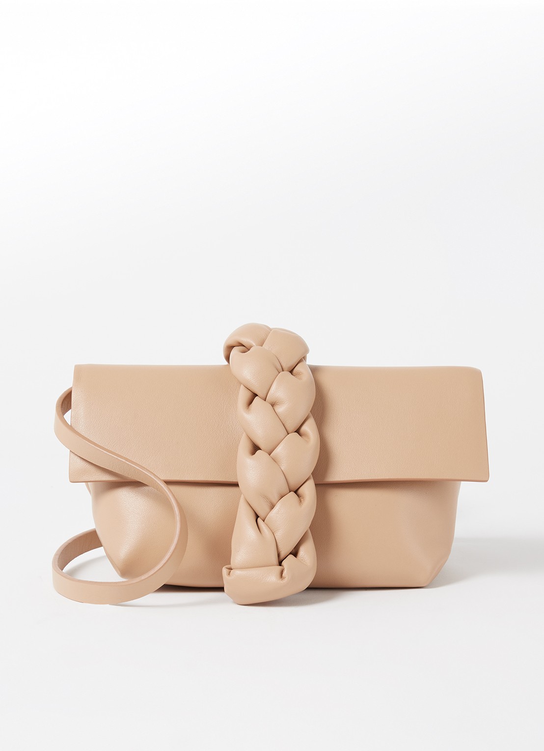 DeMellier The Mini Verona crossbodytas van leer - voorkant 4 donkerbeige