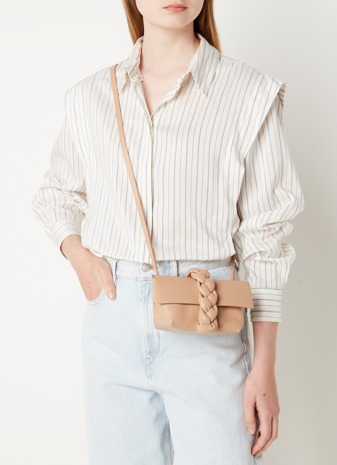 DeMellier The Mini Verona crossbodytas van leer - voorkant 5 donkerbeige