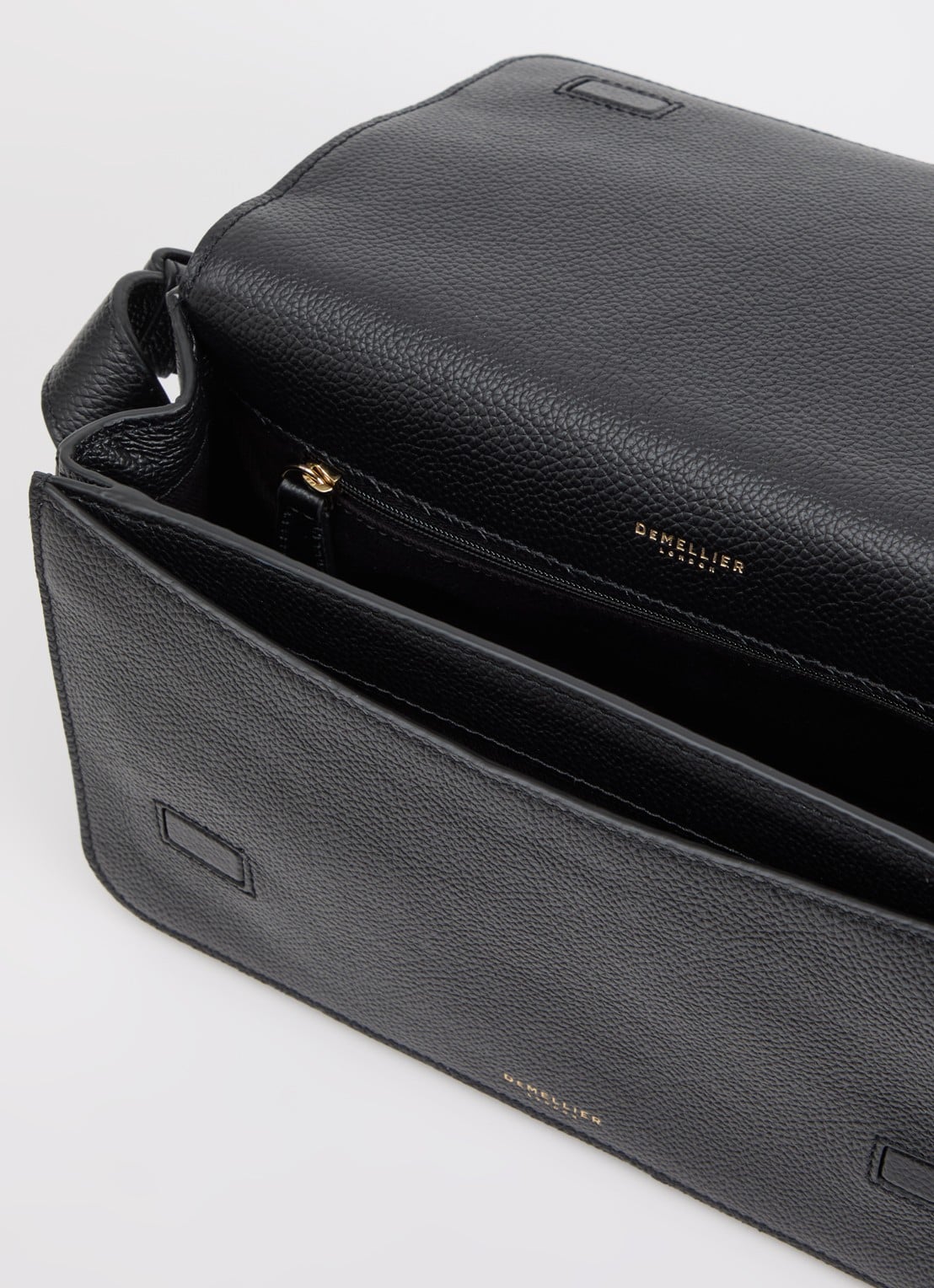 DeMellier The New York crossbodytas van leer met verstelbare schouderriem - detail 3 zwart